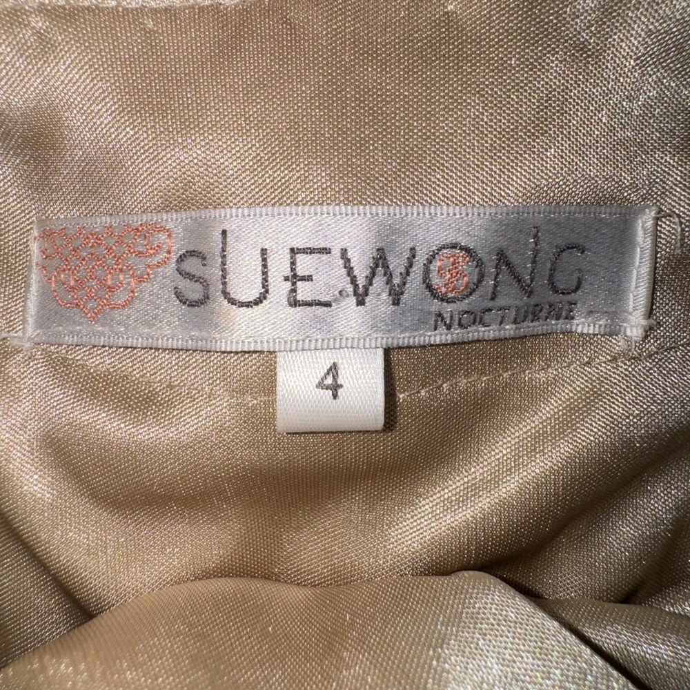 Sue Wong Nocturne Gold Embroidered Sequin Cutout Back Cocktail Dress Size 4 - Picture 15 of 15